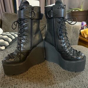 New! Dolls Kill Wedge Platform Boots